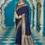 Navy blue ethnic motifs zari silk blend banarasi saree