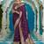 Purple ethnic motifs zari silk blend banarasi saree