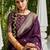 Purple ethnic motifs zari silk blend banarasi saree