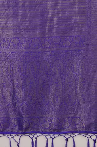 Purple woven design zari silk blend kanjeevaram saree