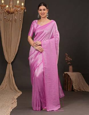 Pink woven design zari silk blend kanjeevaram saree 2