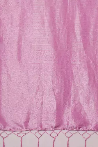 Pink woven design zari silk blend kanjeevaram saree