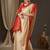 Off white off white & red woven design zari  georgette kanjeevaram saree