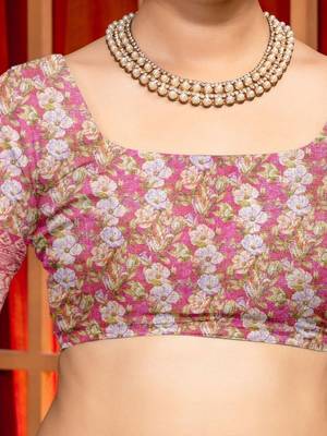 Pink floral zari designer kanjeevaram saree 5