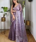 Lavender lavender embellished tissue  sarees