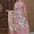 Pink floral zari silk blend sungudi saree