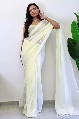 Off white  cotton saree with blouse piece