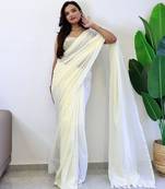 Off white  cotton saree with blouse piece