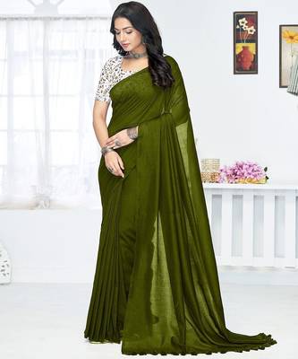 Green  cotton saree with blouse piece 1