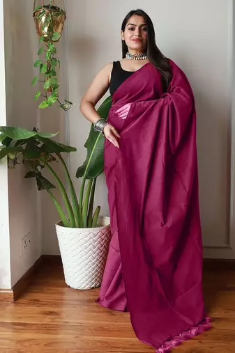Pink  cotton saree with blouse piece