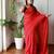 Red solid  cotton saree with blouse piece