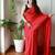 Red solid  cotton saree with blouse piece