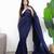 Navy blue  cotton plain saree