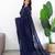 Navy blue  cotton plain saree