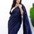 Navy blue  cotton plain saree