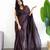 Brown solid  cotton woven saree