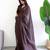 Brown solid  cotton woven saree
