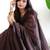 Brown solid  cotton woven saree