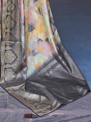Yellow yellow & white ethnic motifs woven design zari banarasi saree 4