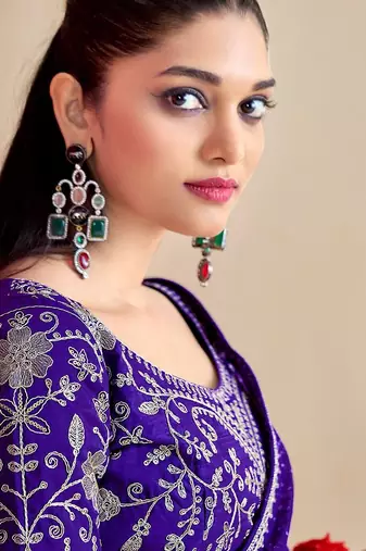 Blue bandhani beads and stones  georgette bandhani saree