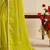 Lime bandhani printed embroidered  georgette bandhani saree
