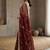 Maroon floral embroidered satin designer saree