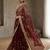 Maroon floral embroidered satin designer saree