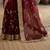 Maroon floral embroidered satin designer saree