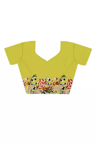 Lime lime green embroidered tissue  sarees