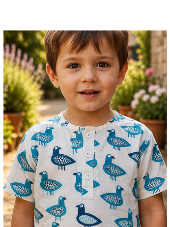 White cotton screen printed co-ord set for boy 4