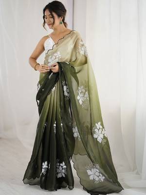 Multicolor floral embroidered organza designer saree 2
