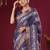 Violet women floral zari silk blend sungudi saree