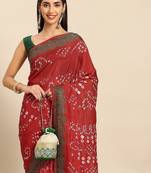 Red zari art silk bandhani saree
