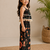 Black cotton floral printed co-ord set for girl