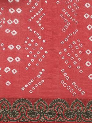 Red zari art silk bandhani saree 4