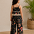 Black cotton floral printed co-ord set for girl