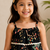 Black cotton floral printed co-ord set for girl