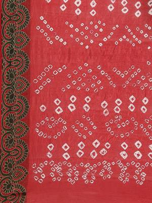 Red zari art silk bandhani saree 5