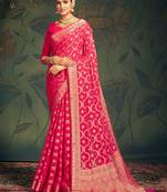 Pink ethnic motifs zari  georgette kanjeevaram saree