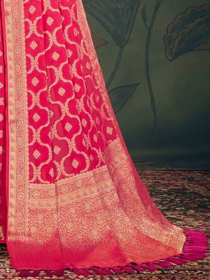 Pink ethnic motifs zari  georgette kanjeevaram saree 5