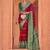 Red red & green ethnic motifs woven design zari saree