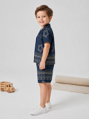 Black cotton screen printed co-ord set for boy 2