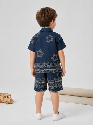 Black cotton screen printed co-ord set for boy 3