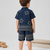 Black cotton screen printed co-ord set for boy