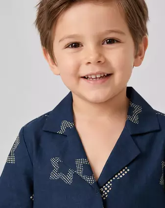 Black cotton screen printed co-ord set for boy