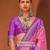 Pink pink & blue ethnic motifs woven design zari saree
