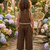 Brown cotton plain co-ord set for girl