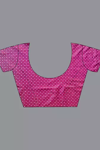 Pink pink & blue ethnic motifs woven design zari saree