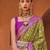 Olive olive green & purple geometric woven design zari banarasi saree