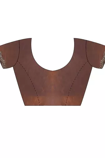Brown embellished zari satin heavy work saree